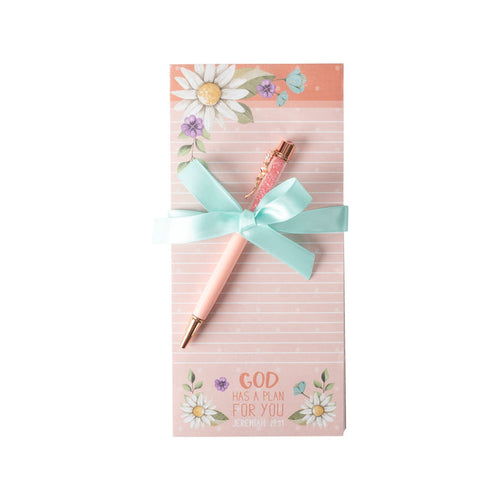 Listpad w/Pen: Pink Floral (Jeremiah 29:11)