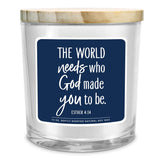 SOY CANDLE THE WORLD NEEDS GOD BLUE 13OZ