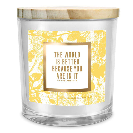 SOY CANDLE THE WORLD IS BETTER PINK 13OZ