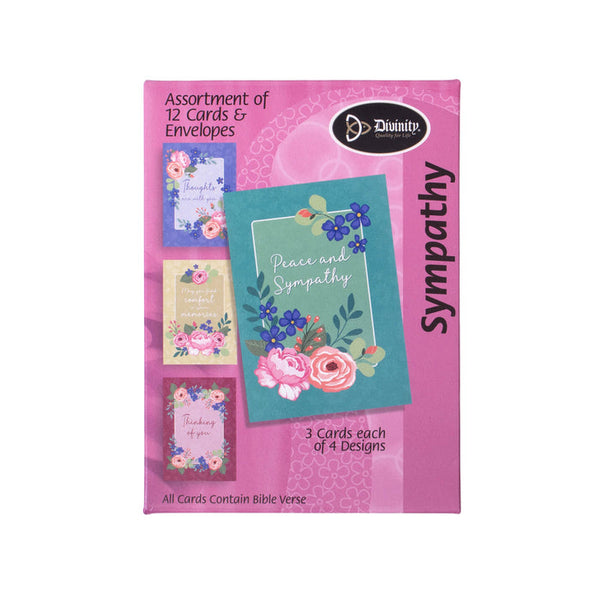 Boxed Greeting Cards: 12CT Sympathy - Peach Flowers