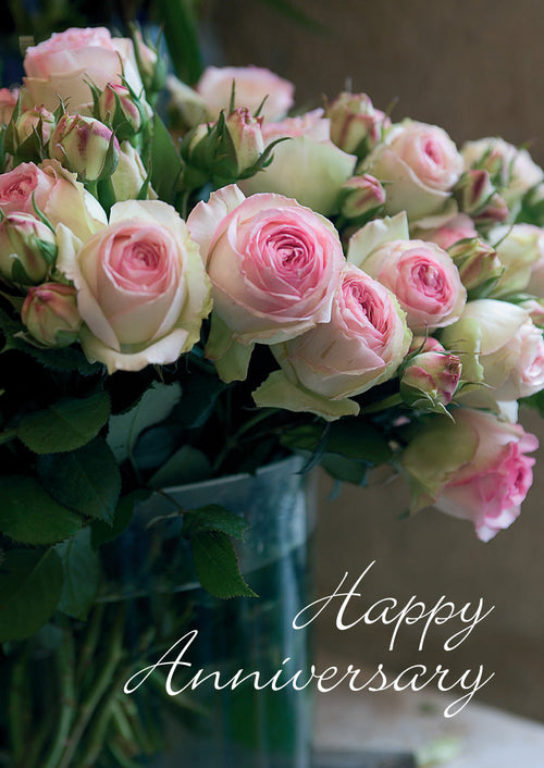 Anniversary Card - Roses In Glass  (Order in 6)