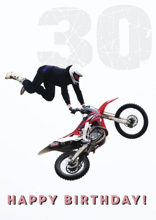 Age 30 Card - Leaping Trials Bike  (Order in 6)