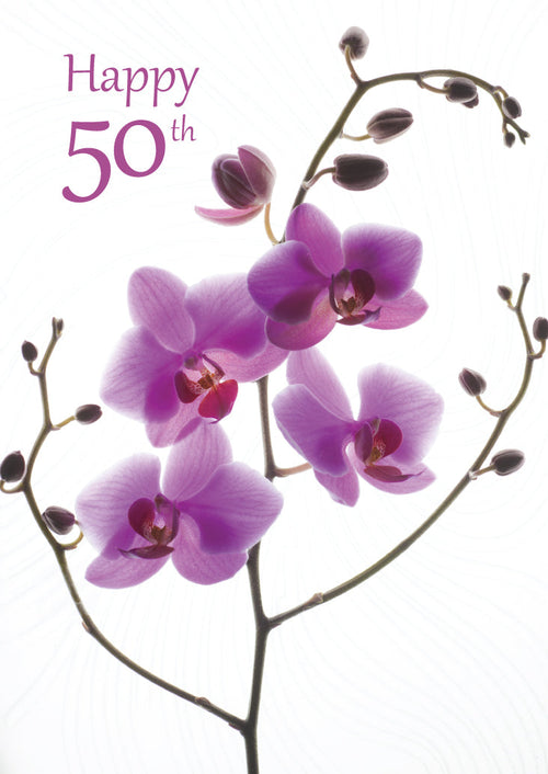 Age 50 Card - Flowers  (Order in 6)