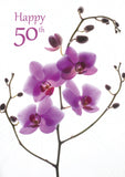 Age 50 Card - Flowers  (Order in 6)