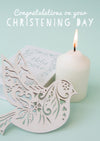 Christening Card - Bible Candle And Dove  (Order in 6)