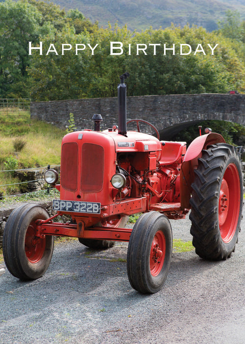 Birthday Card - Vintage Red Tractor  (Order in 6)