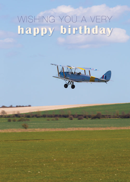 Birthday Card - Tiger Moth Biplane  (Order in 6)