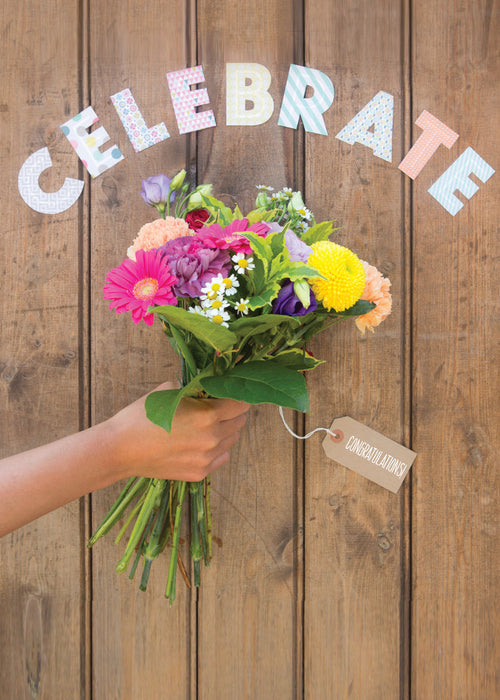 Congratulations Card - Handheld Posy  (Order in 6)