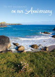 Husband Anniversary Card - Cornish Sea Scene  (Order in 6)