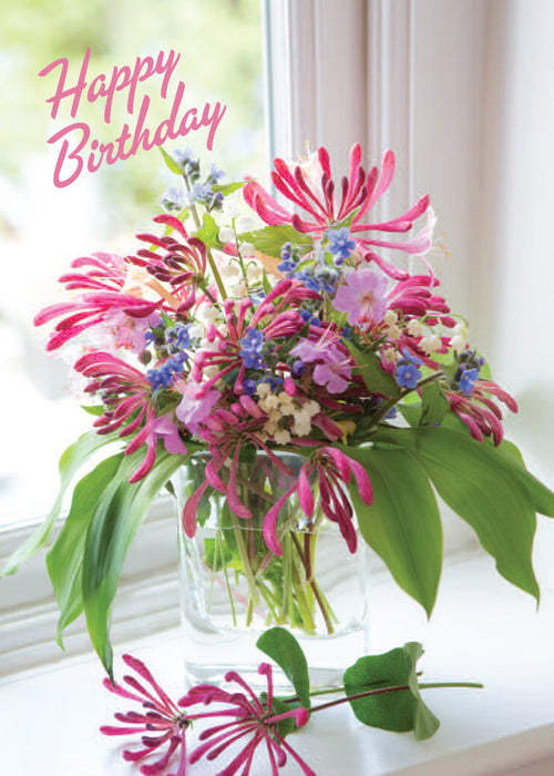 Birthday Card - Honeysuckle Vase  (Order in 6)