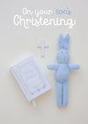 Christening Boy Card - Soft Toy/Bible  (Order in 6)