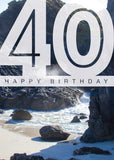 Age 40 Card - Kynance Beach  (Order in 6)