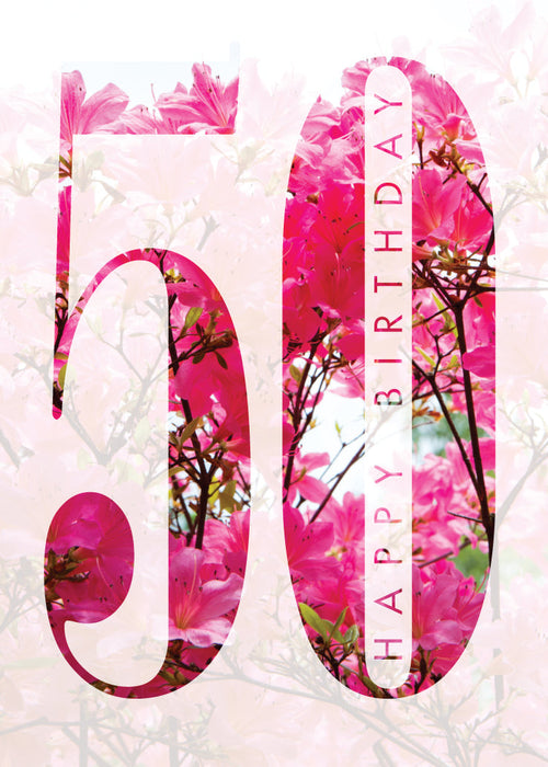 Age 50 Card - Colourful Gerberas  (Order in 6)