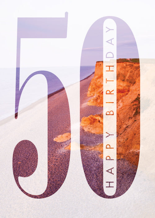 Age 50 Card - Sunset Beach  (Order in 6)