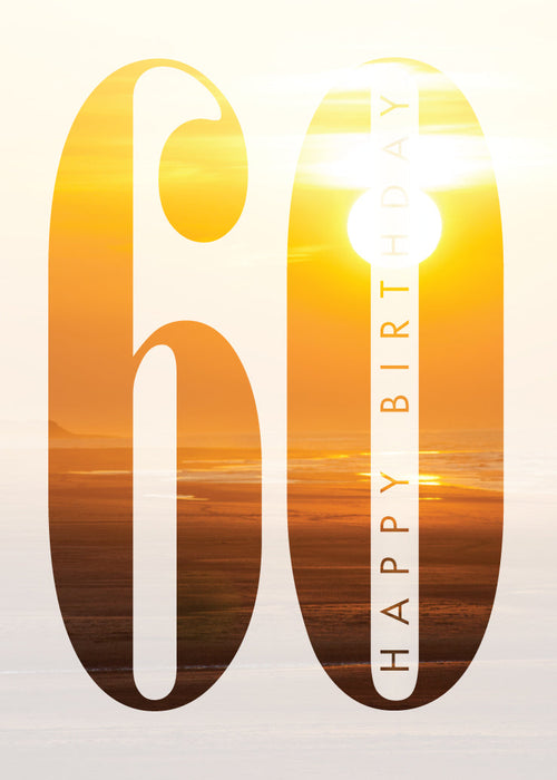 Age 60 Card - Holkham Sunset  (Order in 6)