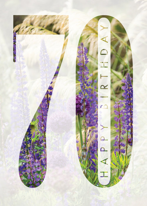 Age 70 Card - Summer Border  (Order in 6)