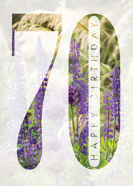 Age 70 Card - Summer Border  (Order in 6)