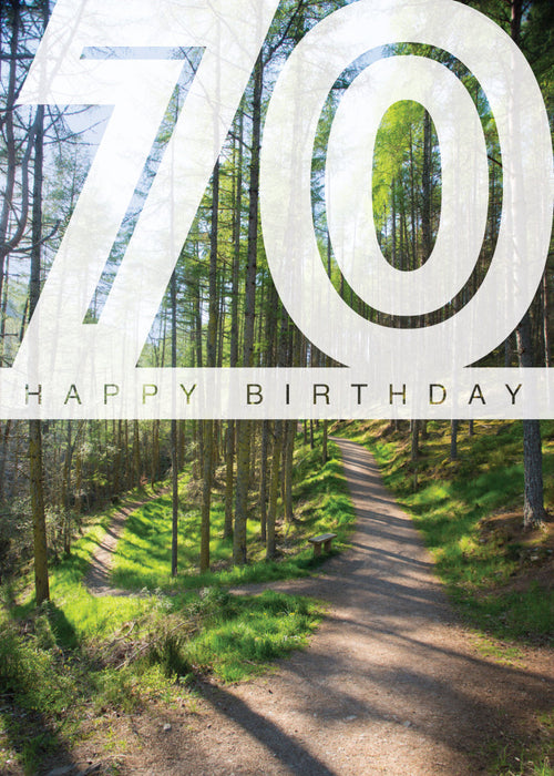 Age 70 Card - Woodland Paths  (Order in 6)
