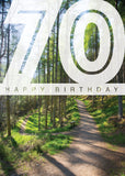 Age 70 Card - Woodland Paths  (Order in 6)