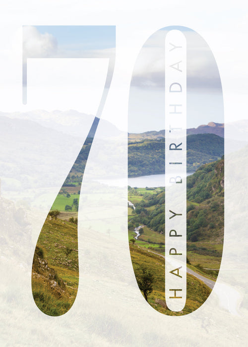 Age 70 Card - Welsh Mountains  (Order in 6)