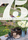 Age 75 Card - Gardening Table  (Order in 6)