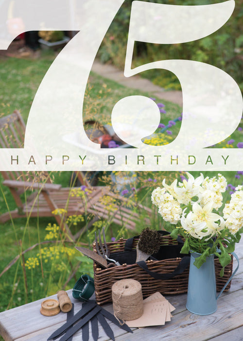 Age 75 Card - Gardening Table  (Order in 6)