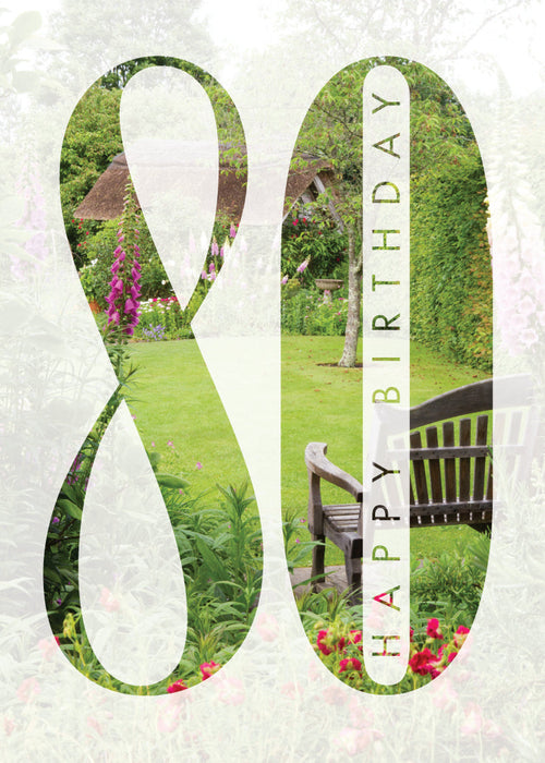 Age 80 Card - Garden Bench  (Order in 6)