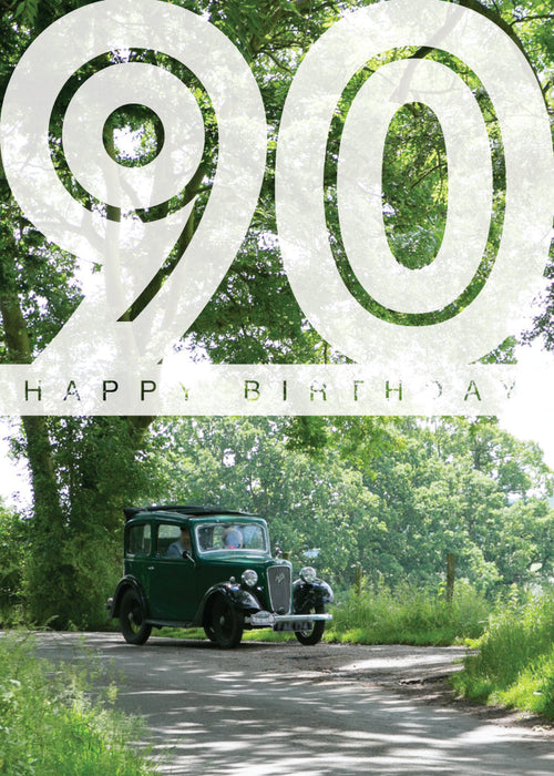 Age 90 Card - Green Austin Seven  (Order in 6)