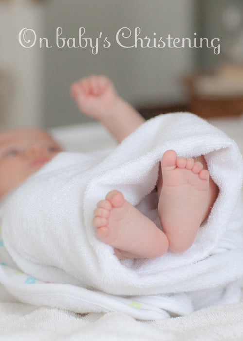 Christening Card - Baby In Towel  (Order in 6)