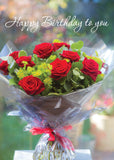Birthday Card - Red Rose Posy  (Order in 6)