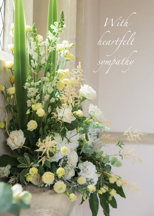 Sympathy Card - White Floral Arrangement  (Order in 6)