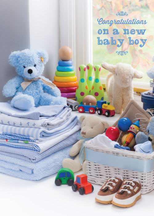 Baby Boy Card - Blue Nursery Toys  (Order in 6)