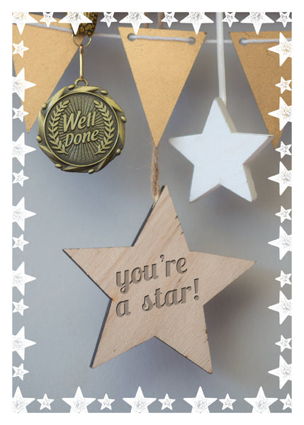 Congratulations Card - Medal And Stars  (Order in 6)