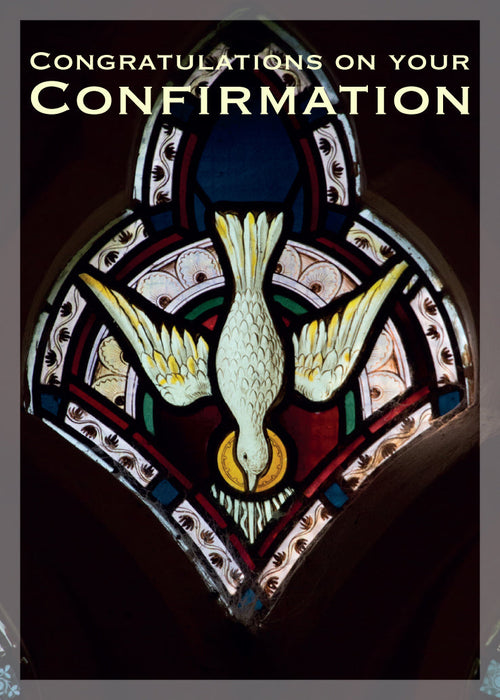 Confirmation Card - Dove Stained Glass  (Order in 6)