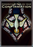 Confirmation Card - Dove Stained Glass  (Order in 6)