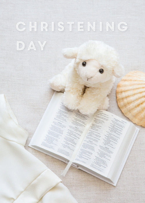 Christening Card - Bible Shell And Gown  (Order in 6)