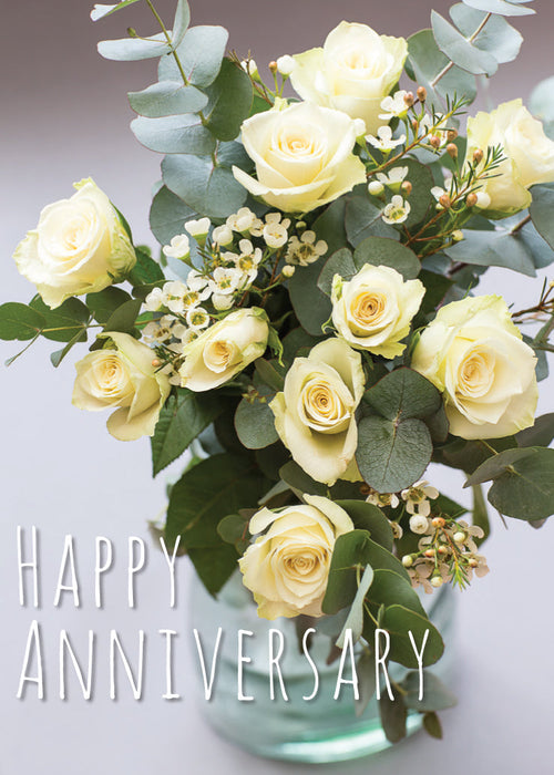 Anniversary Card - Roses And Eucalyptus  (Order in 6)