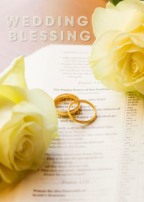 Wedding Day Card - Rings Roses And Bible  (Order in 6)