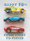 Age 18 Card - Toy Racing Cars  (Order in 6)