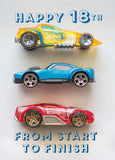Age 18 Card - Toy Racing Cars  (Order in 6)