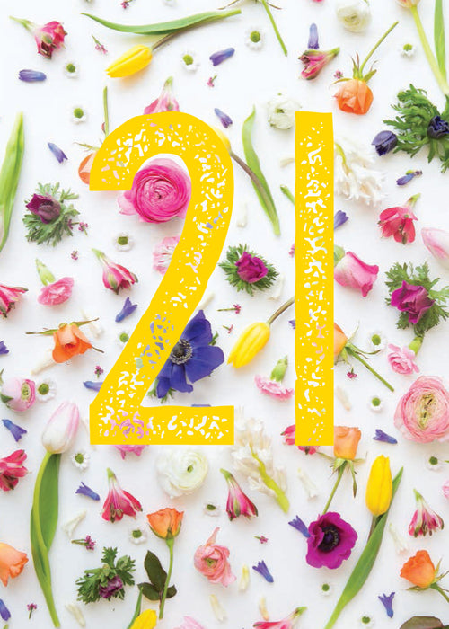 Age 21 Card - Flower Heads  (Order in 6)