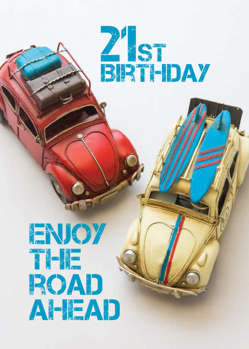 Age 21 Card - Vintage Model Cars  (Order in 6)
