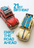 Age 21 Card - Vintage Model Cars  (Order in 6)