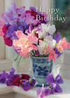Birthday Card - Sweet Peas Windowsill  (Order in 6)