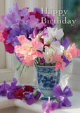 Birthday Card - Sweet Peas Windowsill  (Order in 6)