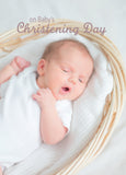 Christening Card - Baby In Moses Basket  (Order in 6)