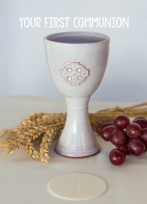 1st Communion Card - Pottery Chalice  (Order in 6)