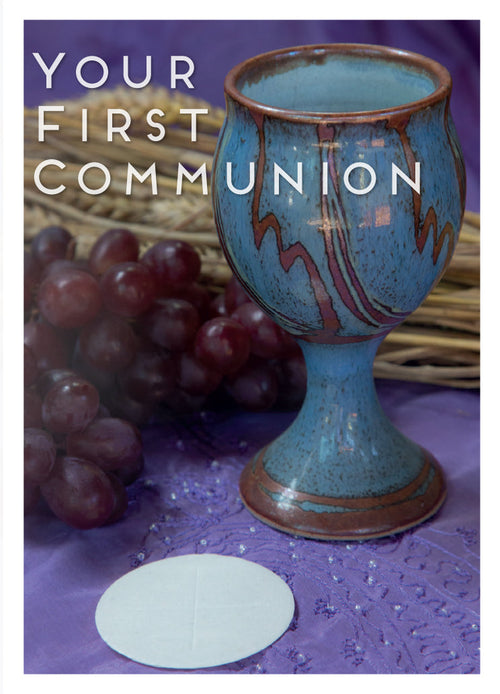 1st Communion Card - Blue Chalice Scene  (Order in 6)