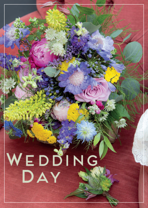 Wedding Day Card - Posy On Red Chair  (Order in 6)