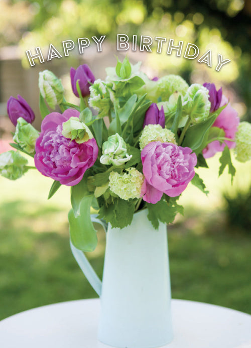 Birthday Card - Paeony And Tulip Jug  (Order in 6)